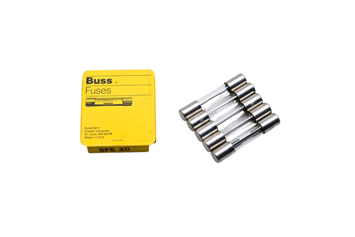 Eaton SFE-30 Bussmann Glass Tube Fuses Qty 5 NOS