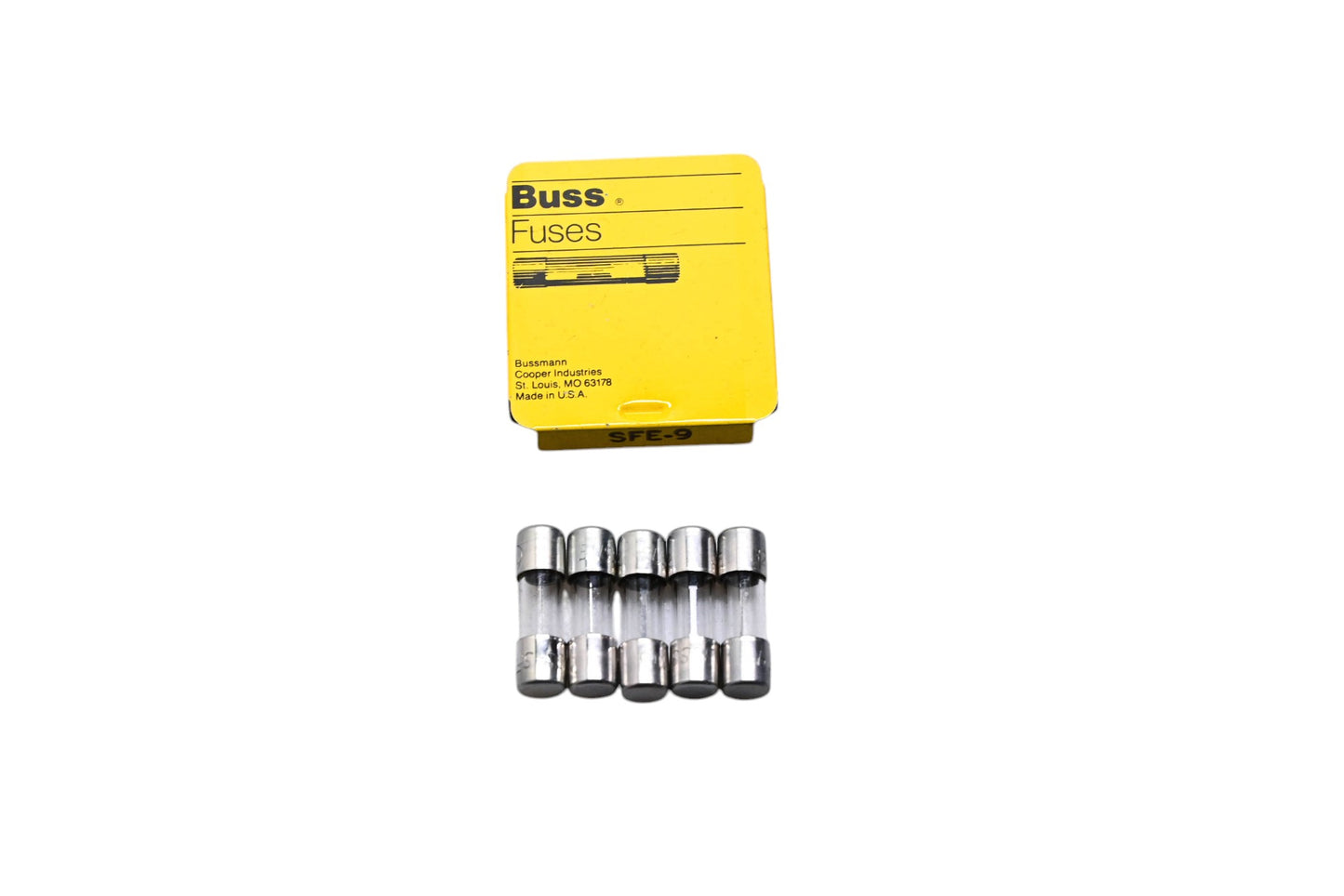 Eaton SFE-9 Bussmann Glass Tube Fuses Qty 5 NOS