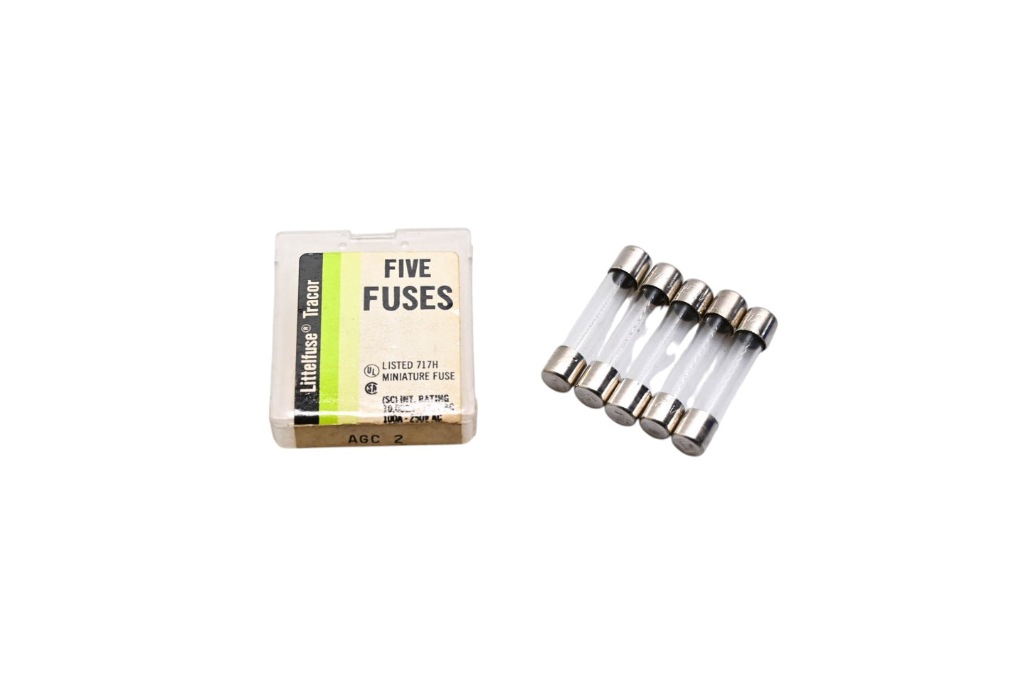 Littlefuse AGC-2 Glass Tube Fuses Qty 5 NOS