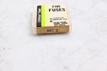 Littlefuse AGC-2 Glass Tube Fuses Qty 5 NOS