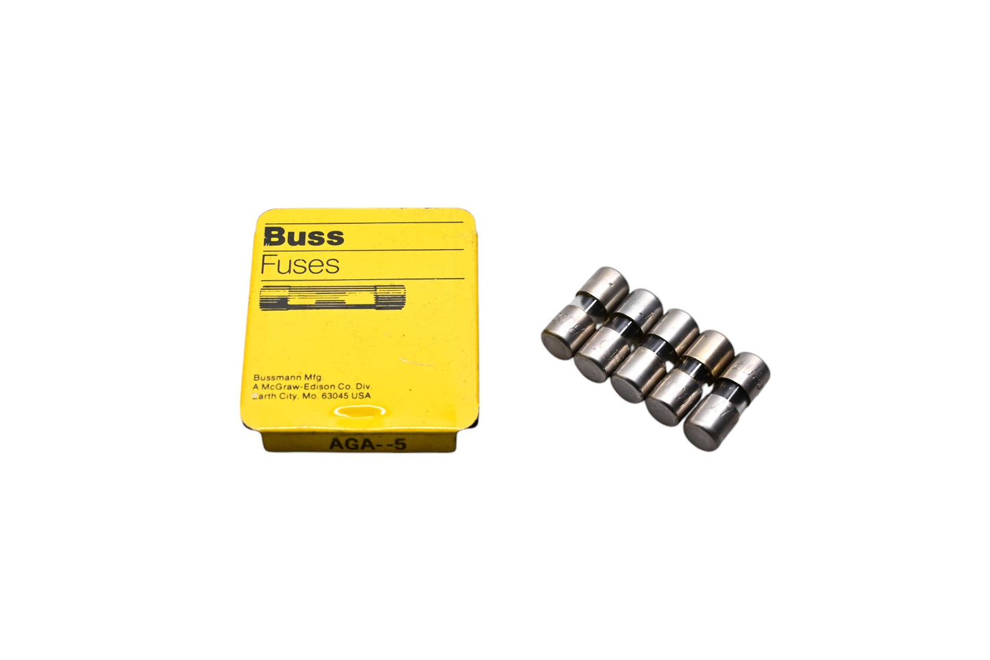 Eaton AGA-5 Bussmann Glass Tube Fuses Qty 5 NOS