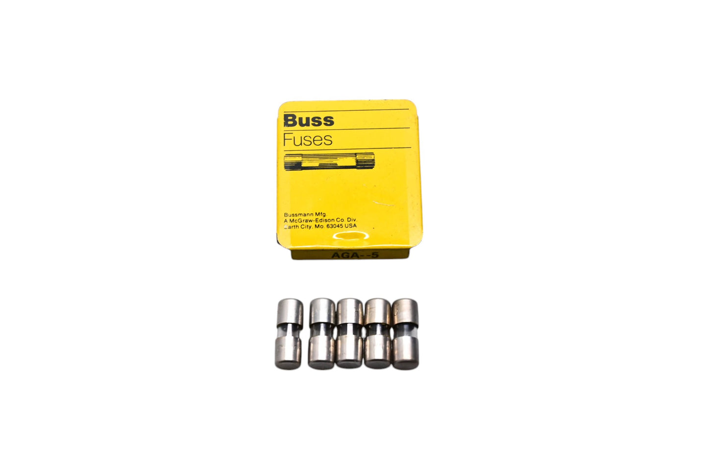 Eaton AGA-5 Bussmann Glass Tube Fuses Qty 5 NOS