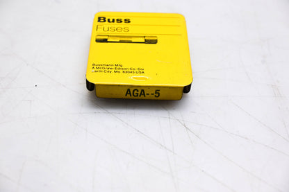 Eaton AGA-5 Bussmann Glass Tube Fuses Qty 5 NOS