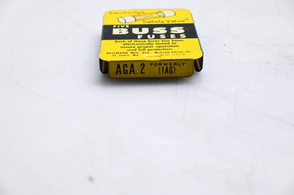 Eaton AGA-2 Bussmann Glass Tube Fuses Qty 5 NOS