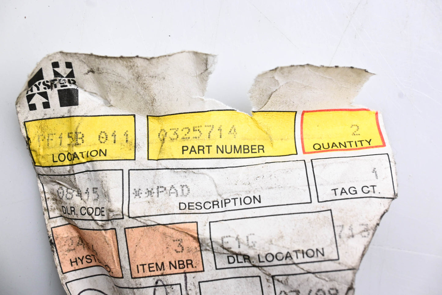 Hyster 0325714 Forklift Pad NOS