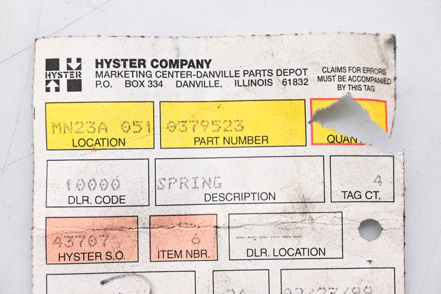 Hyster 0379523 Springs 1/2"L Qty 2 NOS