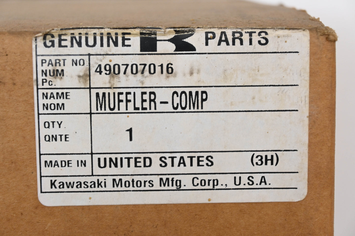 New OEM Kawasaki 490707016, 49070-7016 Muffler NOS