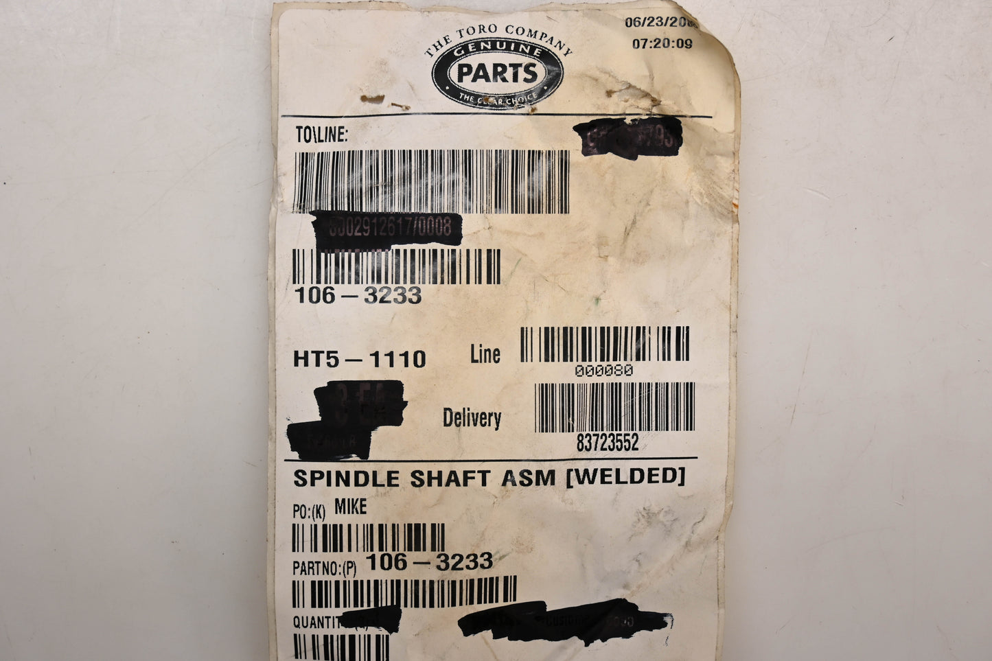 Toro 106-3233 Spindle Assembly NOS