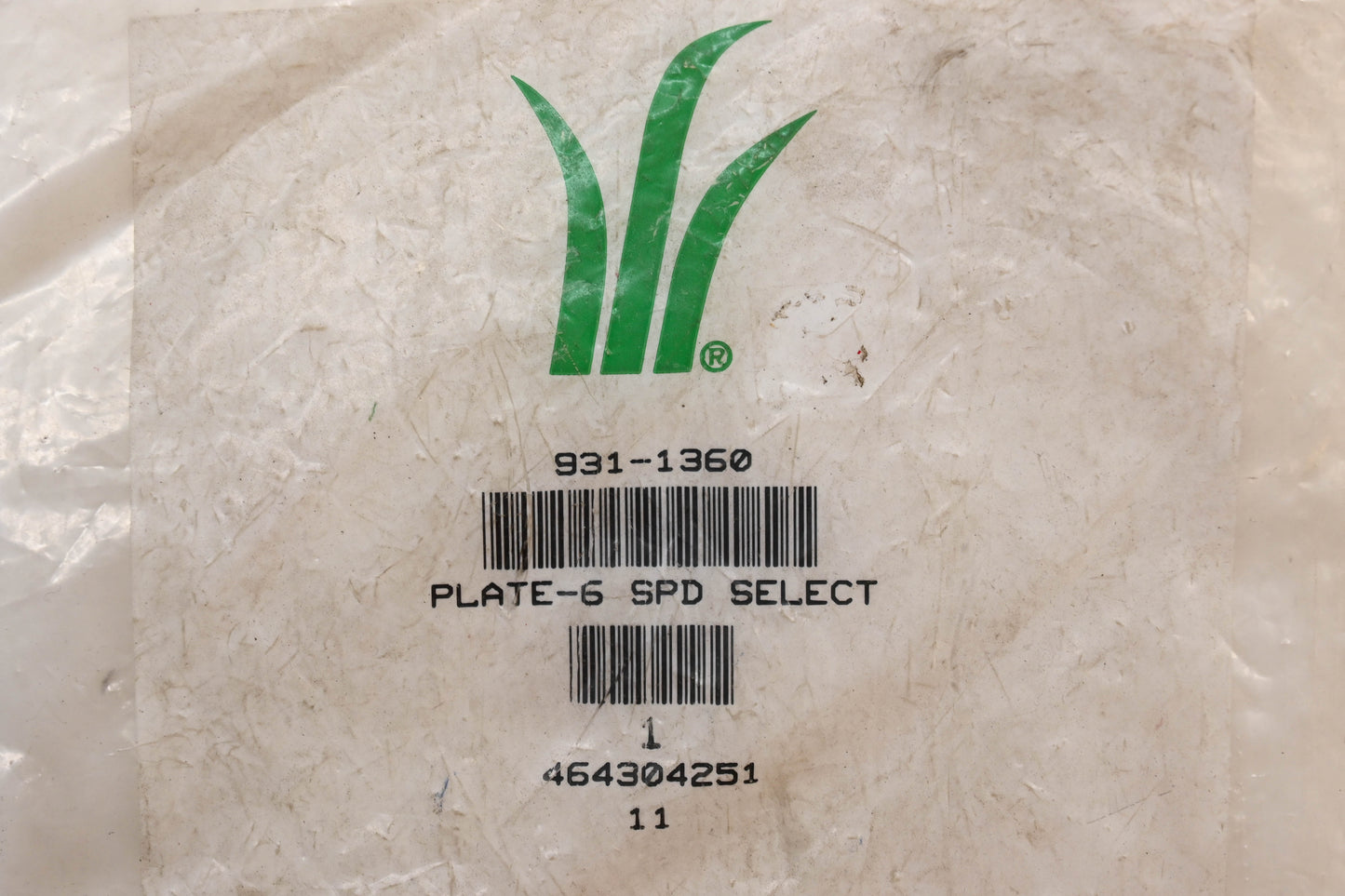 MTD 931-1360, 731-1360 6 Speed Select Plate NOS
