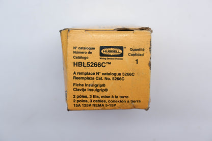 Hubbell HBL5266C, 5266C Cat Straight Blade Plug Assembly NOS