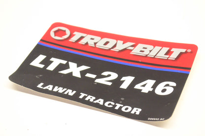Troy-Bilt 777D06942, 111-22-H3 LTX-2146 Lawn Tractor Decal NOS