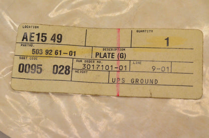 New OEM Husqvarna 503 92 61-01 Plate Assembly NOS