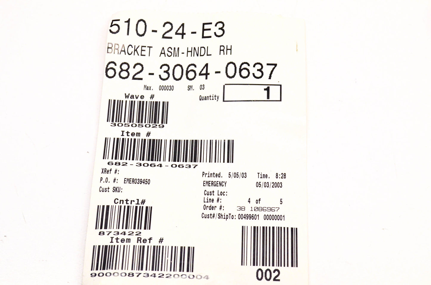MTD 682-3065-0637 Handle Bracket Assembly Left Hand NOS