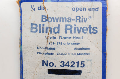 Bowma-Riv 34215 1/4" x 1/2" Blind Rivets Qty 100 NOS