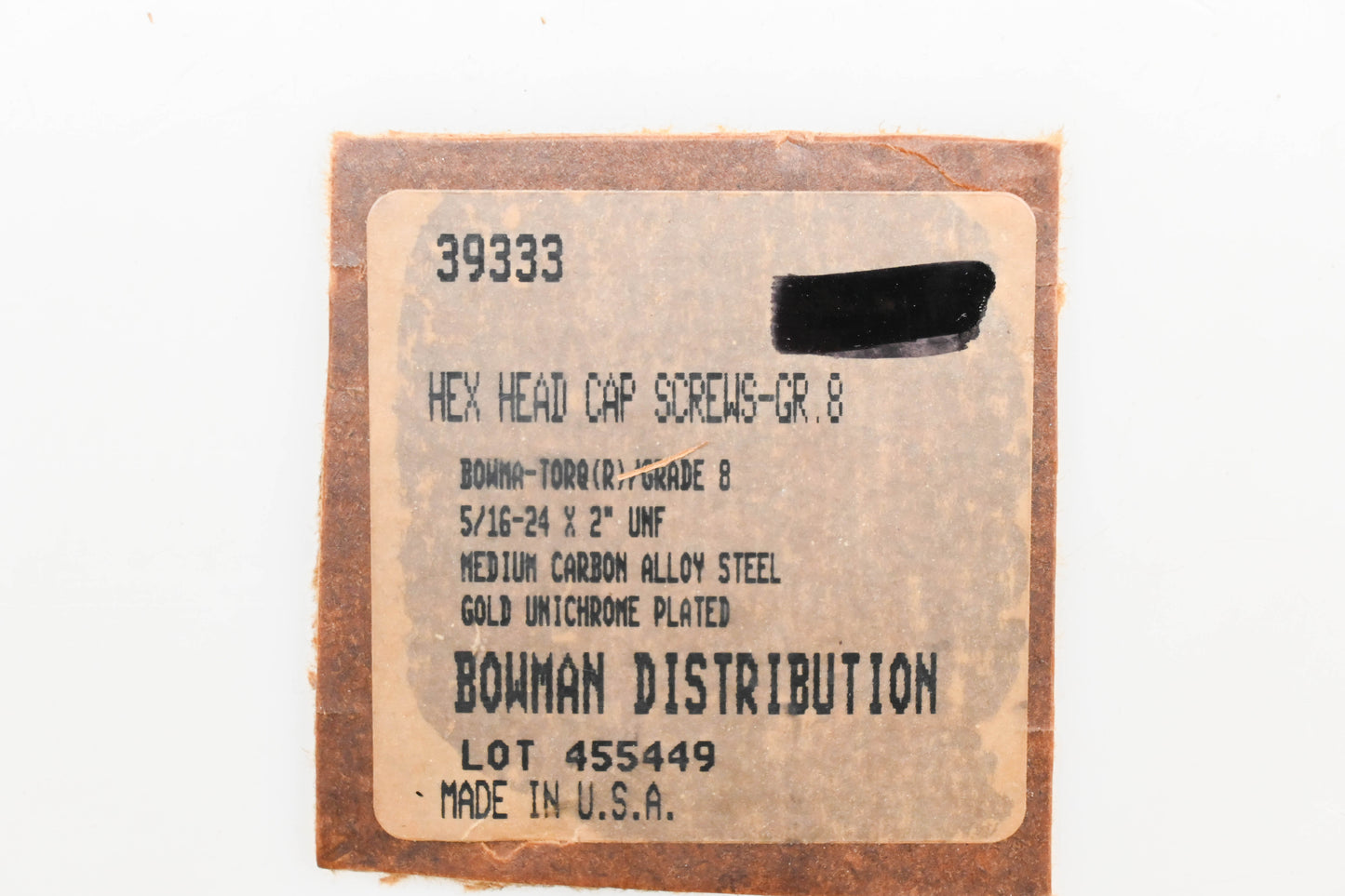 Bowman 39333 5/16"-24 x 2" Grade 8 Bolts Qty 2 NOS