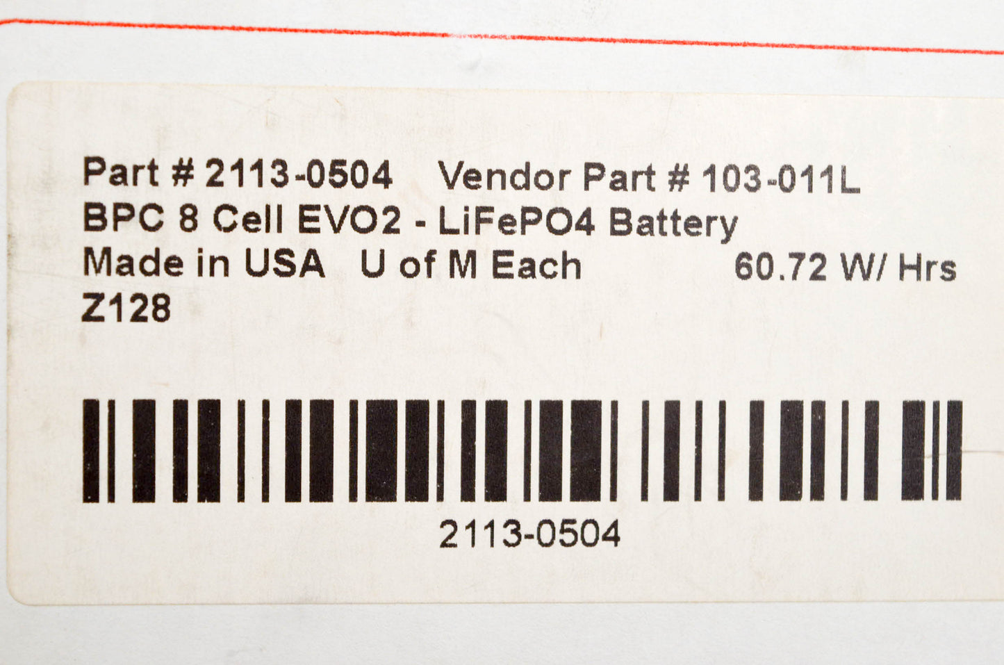 Ballistic 2113-0504, 103-011L 8 Cell EVO2 Battery NOS