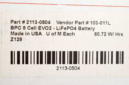 Ballistic 2113-0504, 103-011L 8 Cell EVO2 Battery NOS