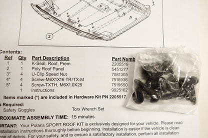 New OEM Polaris 2880634 Roof Assembly TPO NOS