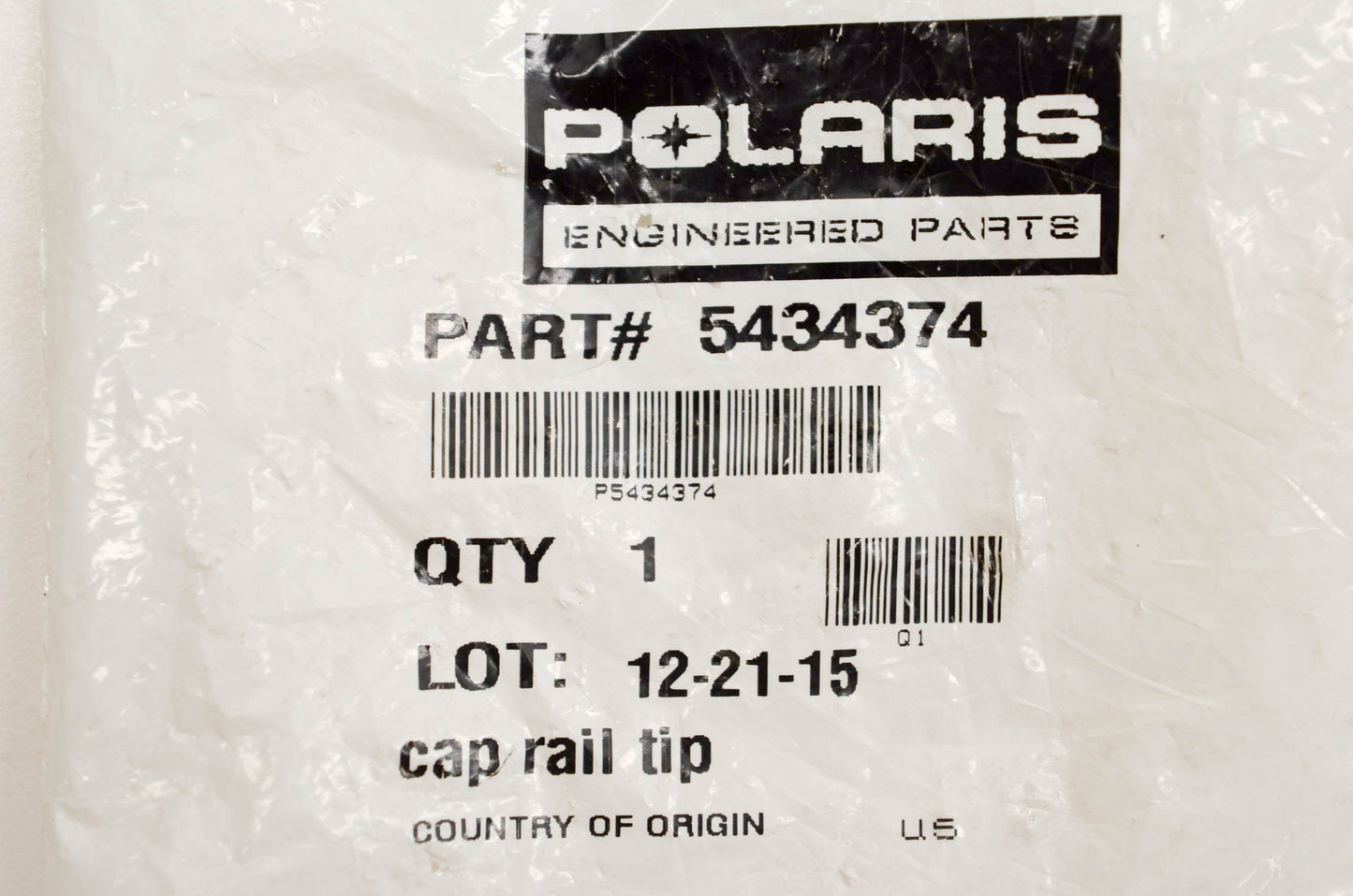 New OEM Polaris 5434374 Cap Rail Tip NOS