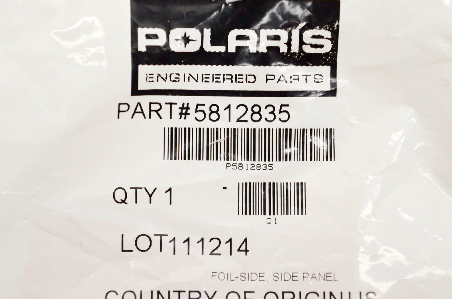 New OEM Polaris 5812835 Foil Side Side Panel NOS
