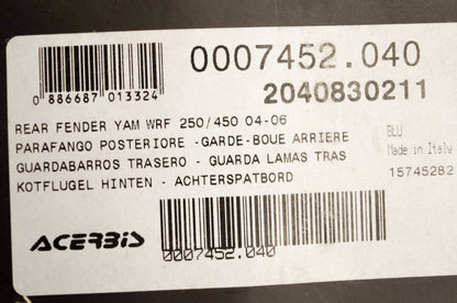 Acerbis 2040830211 Rear Fender Blue NOS