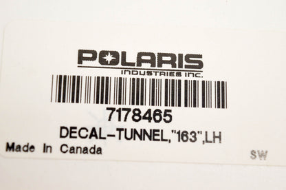 New OEM Polaris 7178465 Decal Tunnel "163" LH NOS