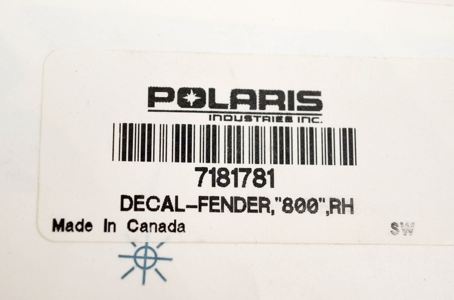 New OEM Polaris 7181781 Decal Fender "800" RH NOS