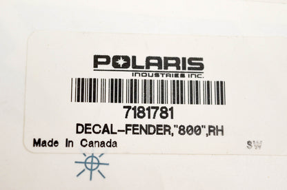 New OEM Polaris 7181781 Decal Fender "800" RH NOS
