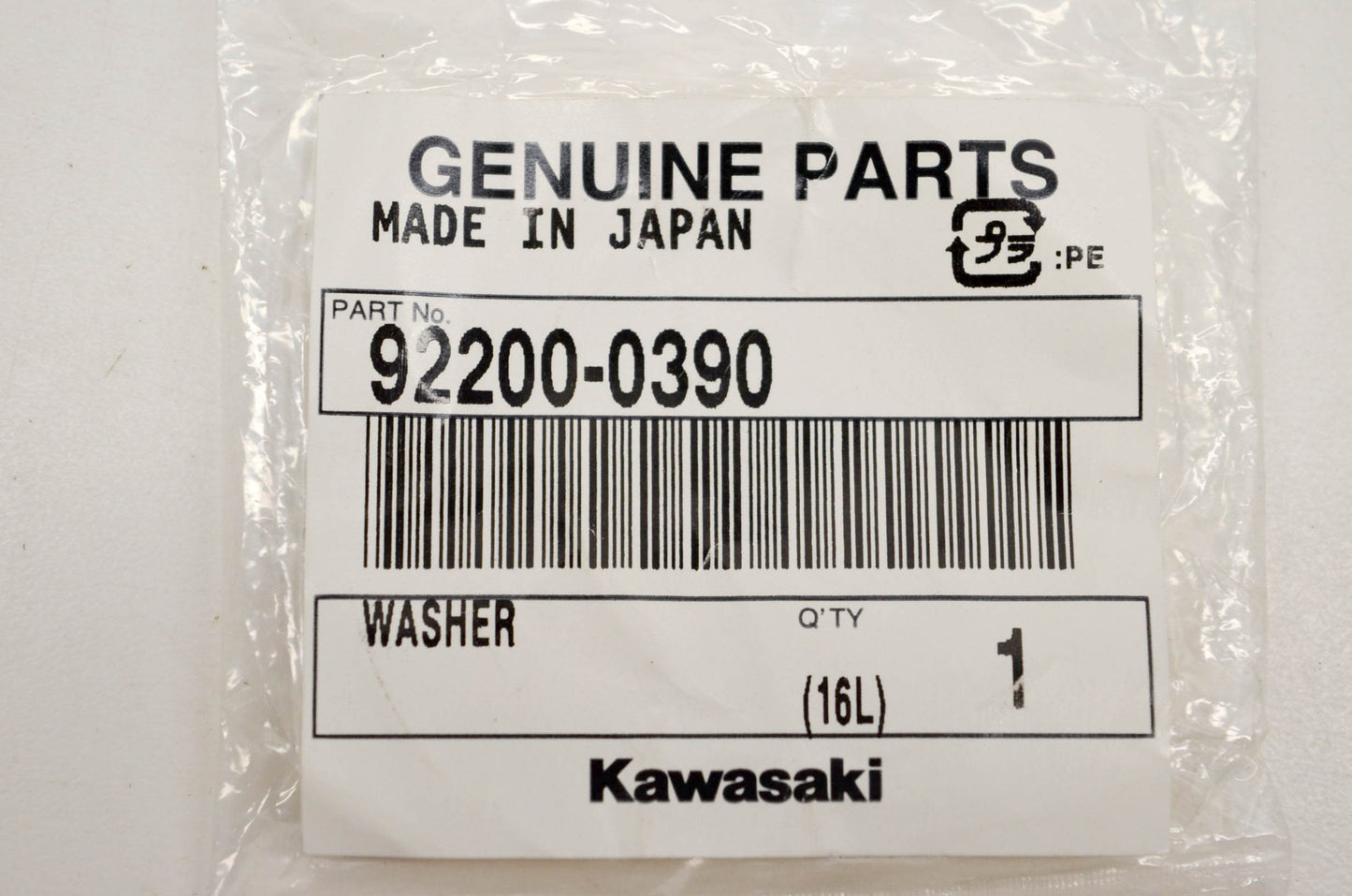 New OEM Kawasaki 92200-0390 Washer NOS