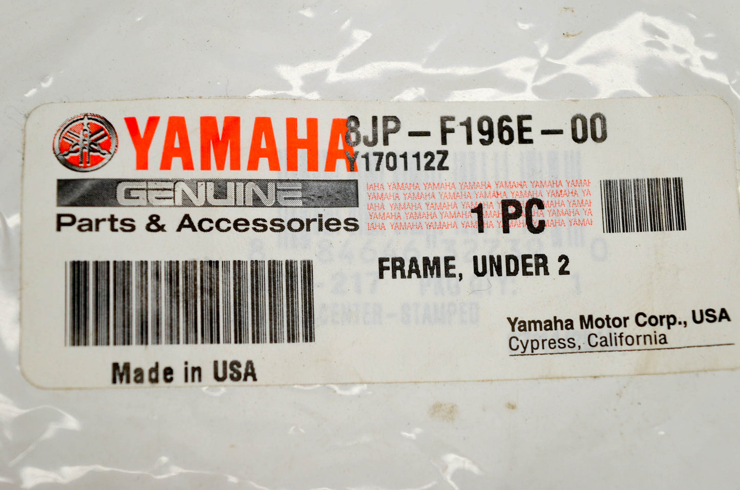 New OEM Yamaha 8JP-F196E-00-00 Frame Under NOS