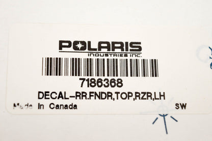 New OEM Polaris 7186368 Decal RR FNDR Top RZR LH NOS