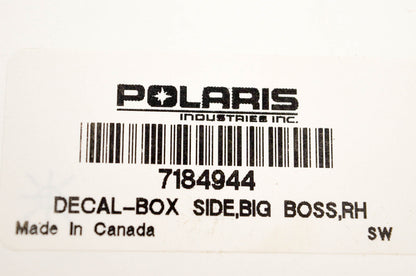 New OEM Polaris 7184944 Decal Box Side Big Boss RH NOS