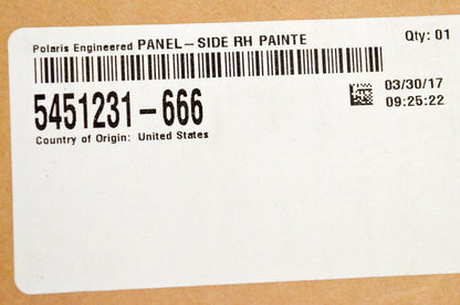 New OEM Polaris 5451231-666 Right Side Panel Black Pearl NOS