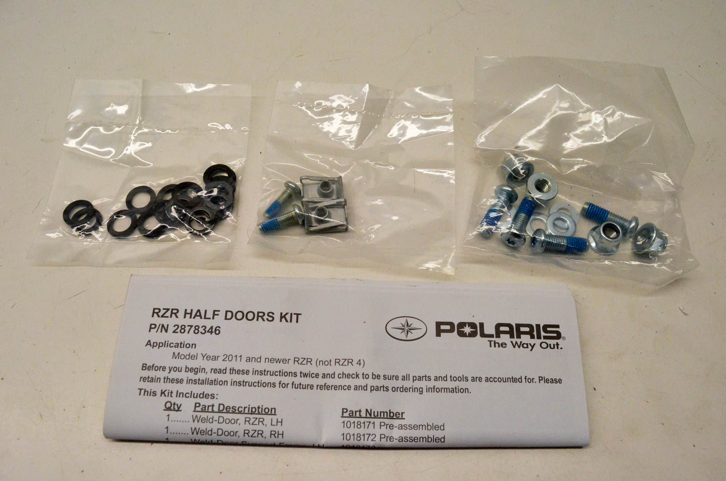 New OEM Polaris 2878346 Door Short RZR Kit NOS
