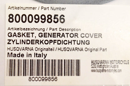 New OEM Husqvarna 800099856 Gasket Generator Cover NOS