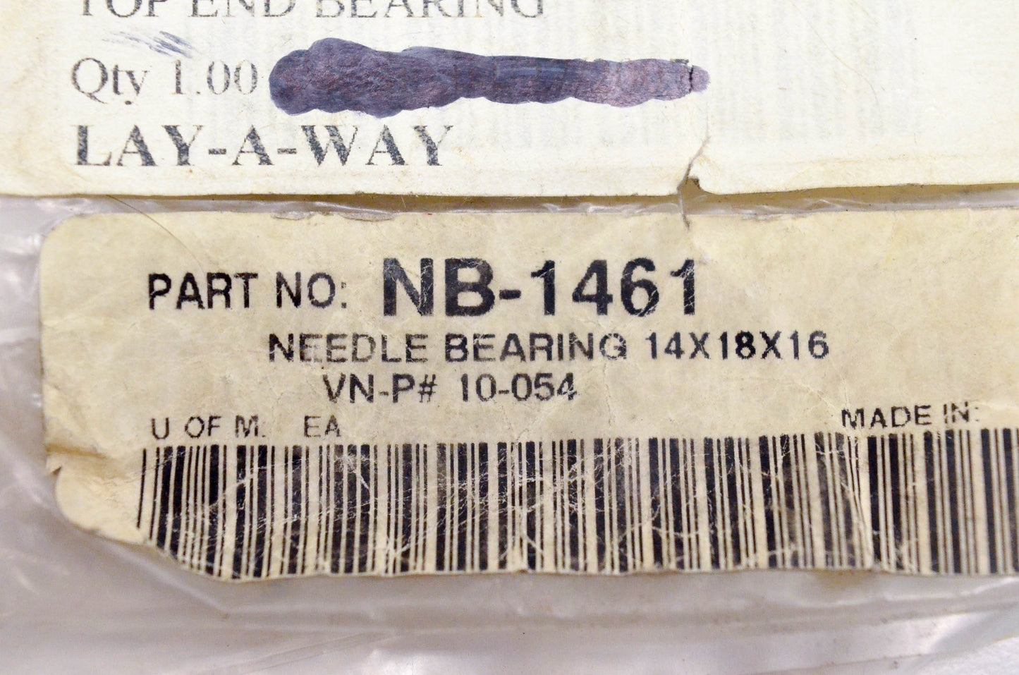 Shindy NB-1461 Needle Bearing 14x18x16 10-054 NOS
