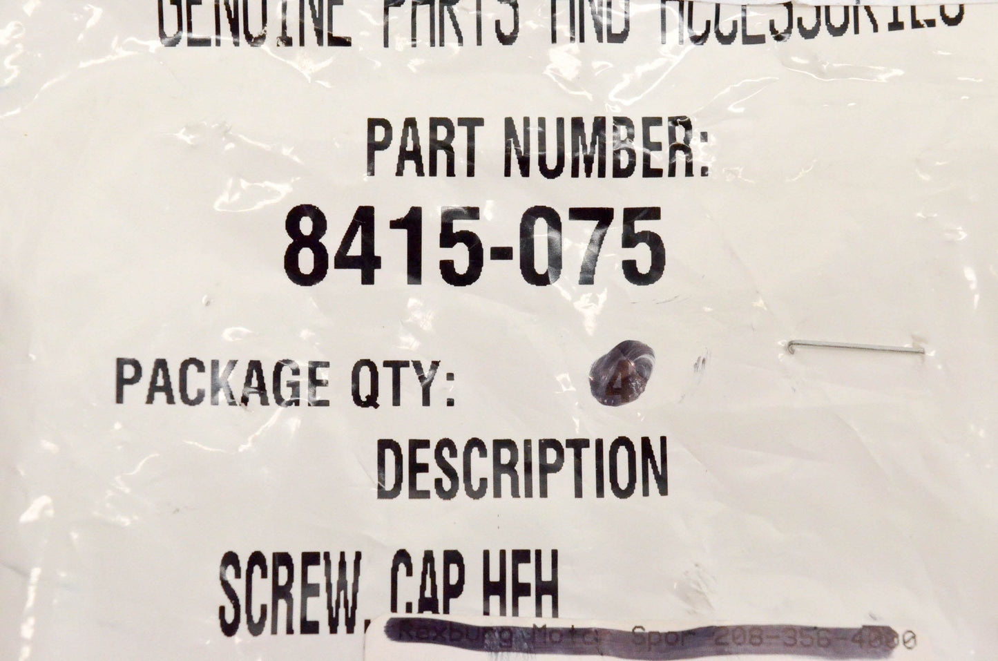 New OEM Arctic Cat 8415-075 Screw Cap HFN M10x1.25x75 CL10 NOS
