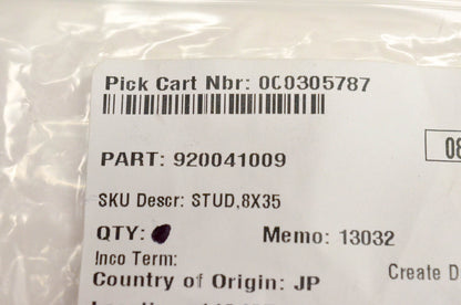 New OEM Kawasaki 92004-1009 Stud 8x35 NOS
