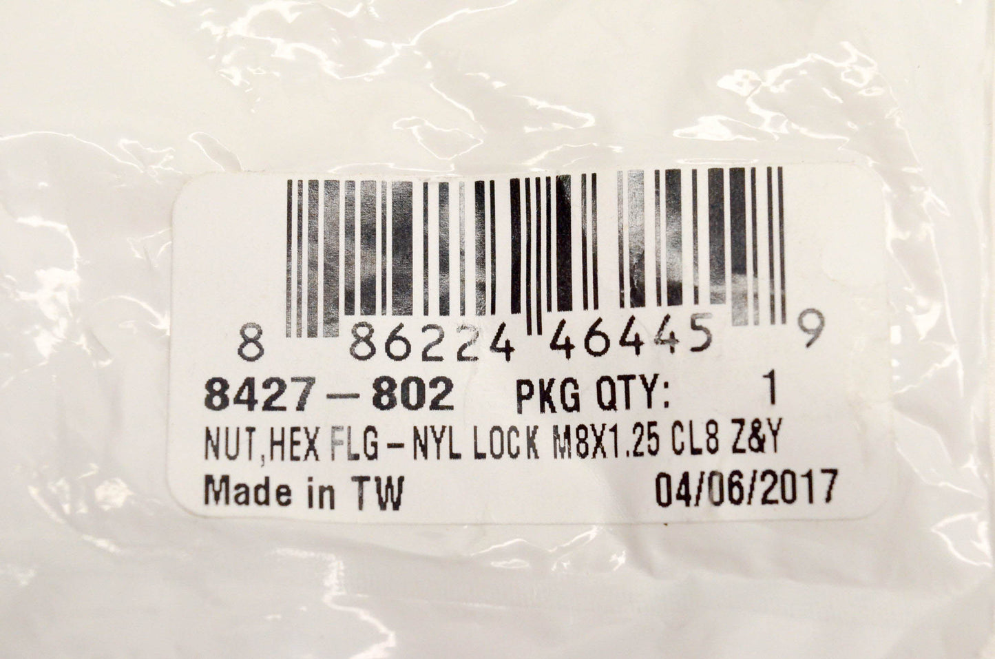 New OEM Arctic Cat 8427-802 Nut Hex FLG NYL Lock M8x1.25 CL8 Z&Y NOS