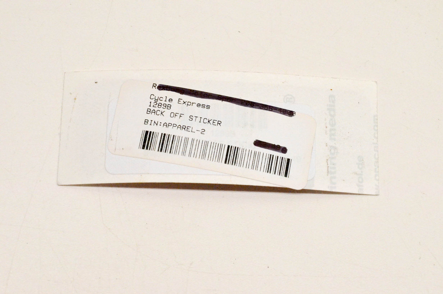 Cycle Express 1289B Back Off Sticker NOS