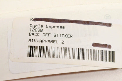 Cycle Express 1289B Back Off Sticker NOS
