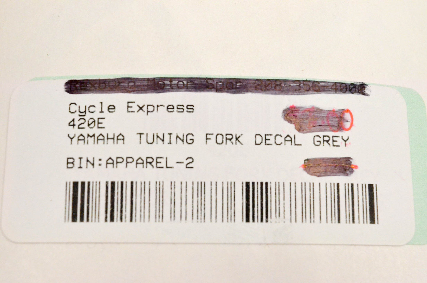 Cycle Express 420E Yamaha Tuning Fork Decal Grey NOS