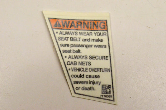 New OEM Polaris 7176369 Decal Warning Seatbelt NOS