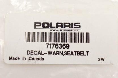 New OEM Polaris 7176369 Decal Warning Seatbelt NOS