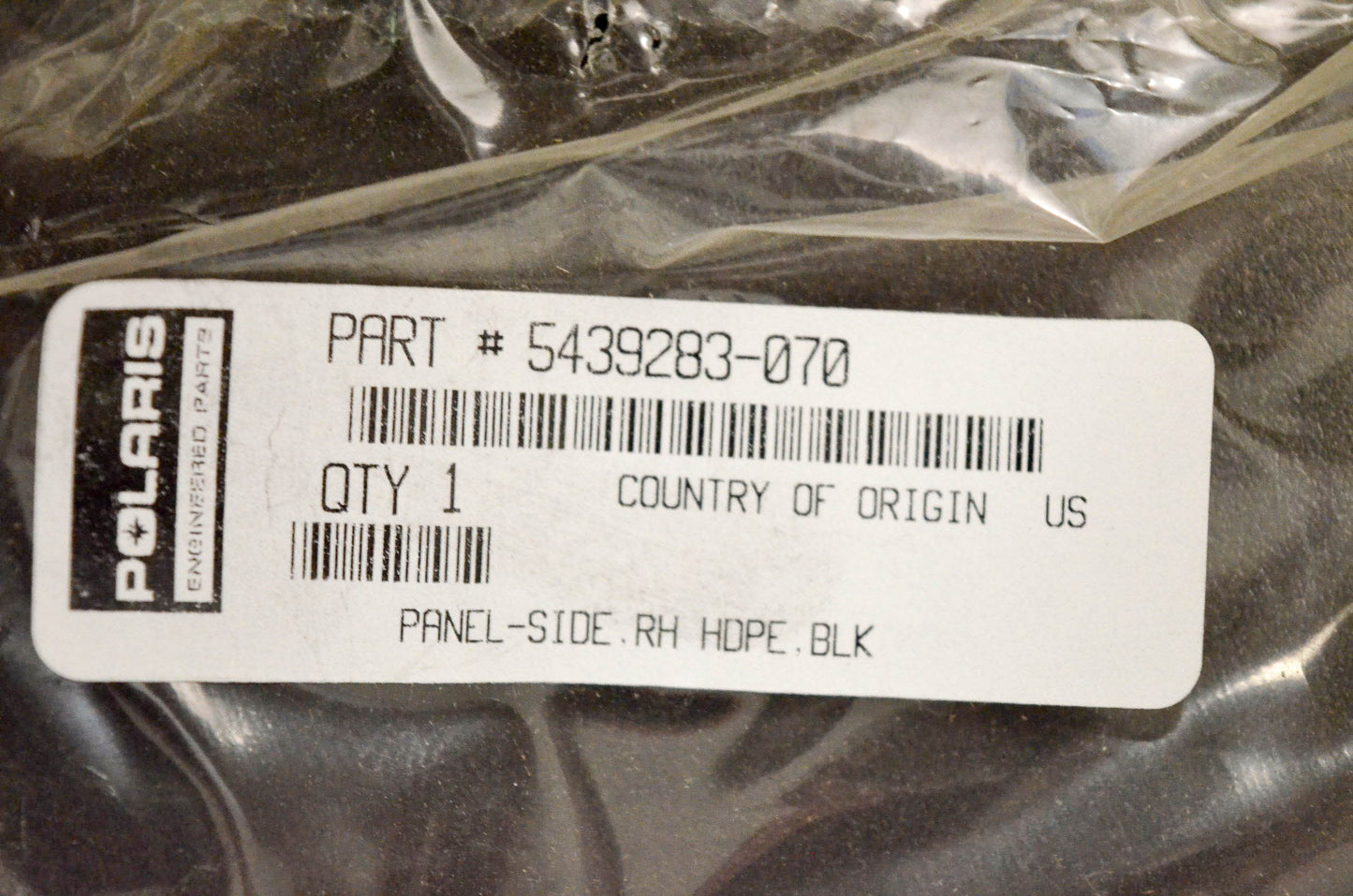 New OEM Polaris 5439283-070 Panel Side Righthand HDPE Black NOS