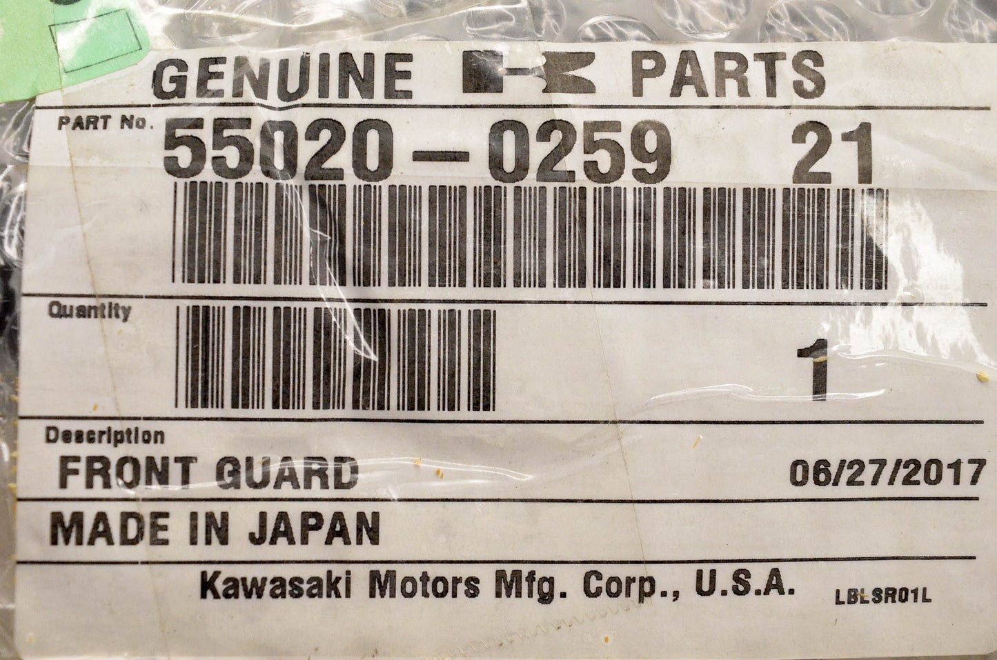 New OEM Kawasaki 55020-0259-21 Front Guard Black NOS