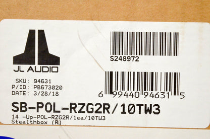 JL Audio SB-POL-RZG2R/10TW3, 152123 Stealthbox SB-POL-RZG2R/10TW3 NOS