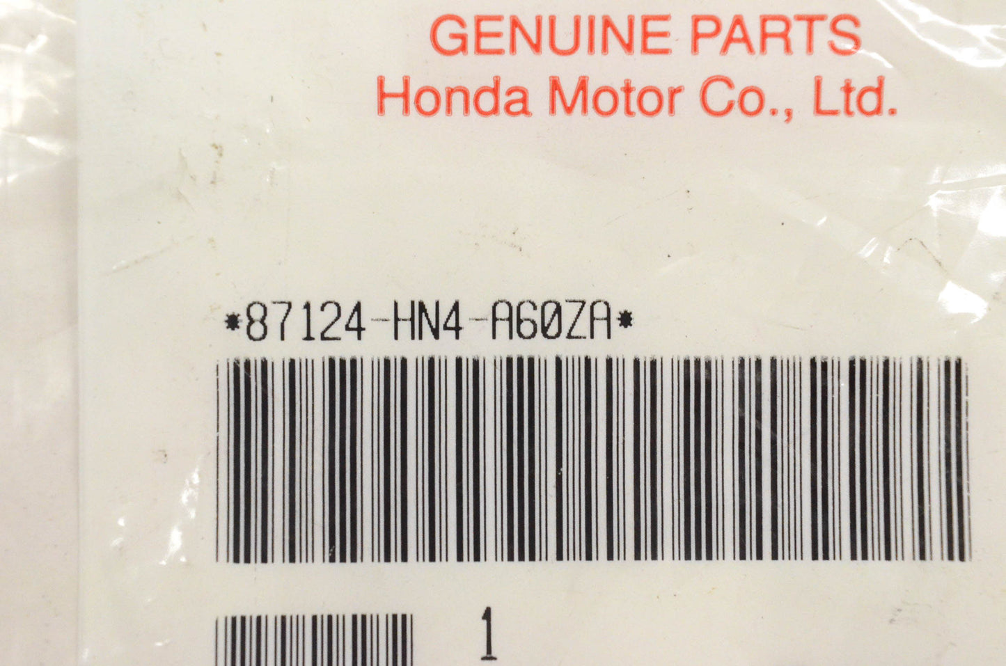 New OEM Honda 87124-HN4-A60ZA Front Fender Sticker NOS