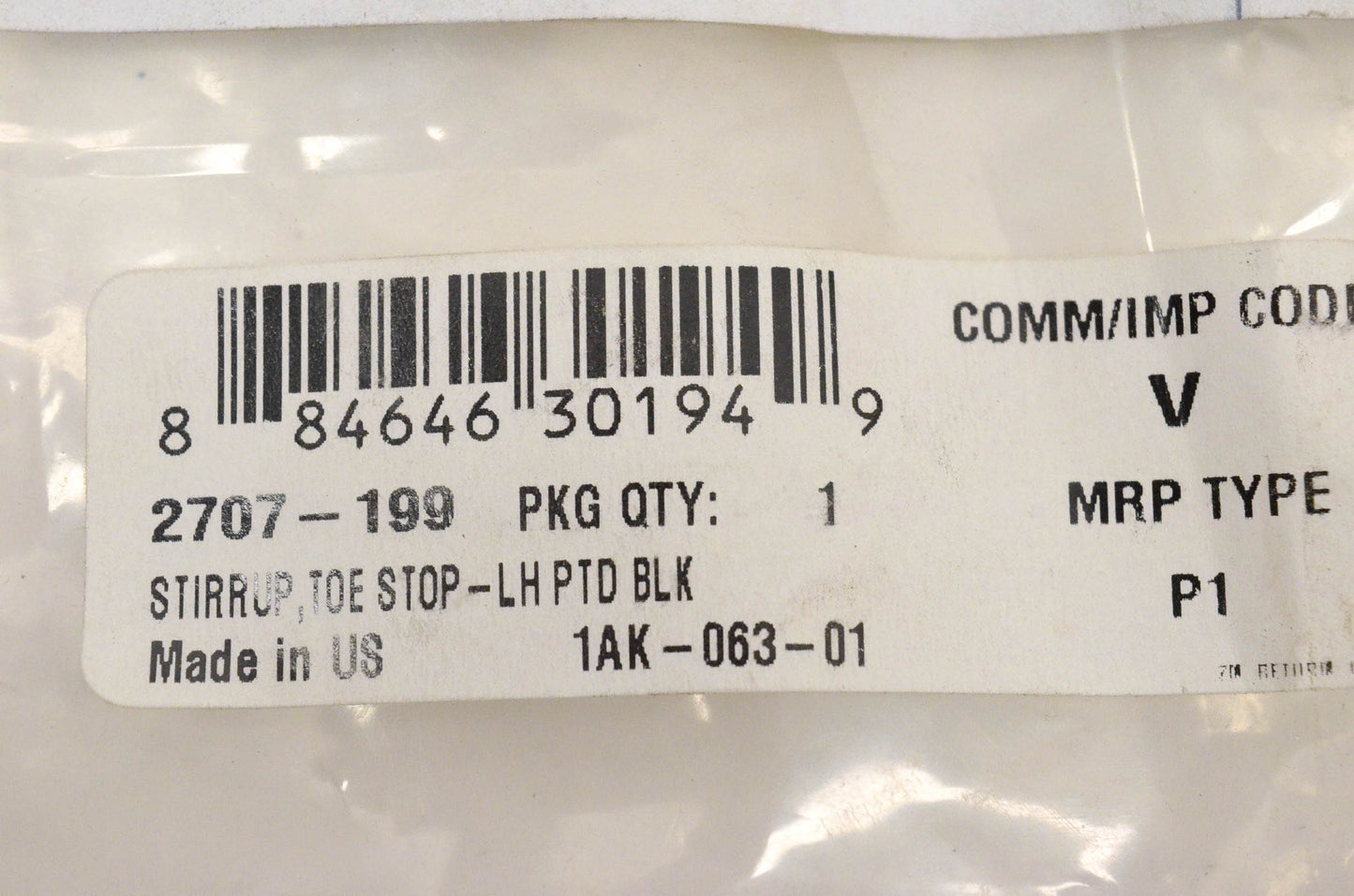 New OEM Arctic Cat 2707-199 Stirrup Toe Stop Left PTD Black NOS