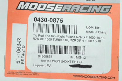 Moose Racing 0430-0875, 51-1063-R, RRF4-21D Rack/Pinion End Kit Right Polish NOS